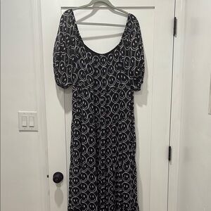 Black and White Smocked Scoop Neck Sundress